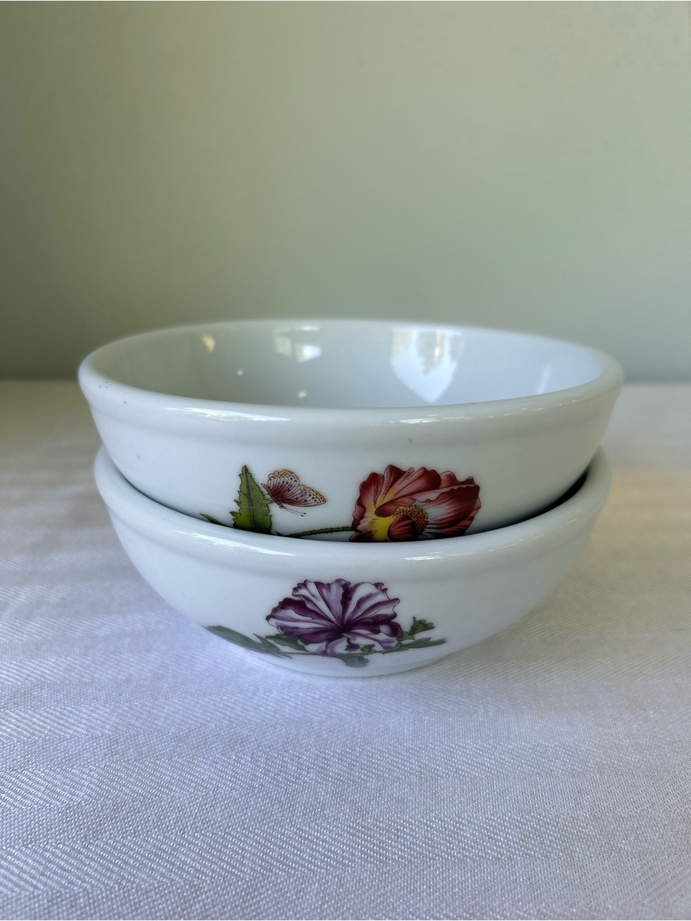 White Porcelain Floral Bowls - Set of 2
